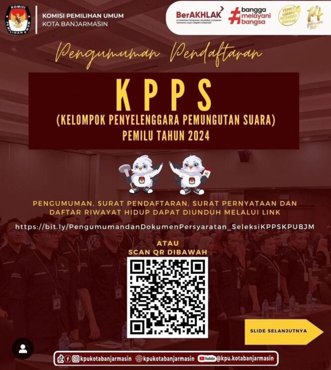
 Buka Pendaftaran KPPS, KPU Banjarmasin Bakal Rekrut 13.580 Orang
