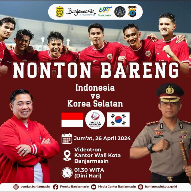 
 Nonbar Piala AFC Asean CUP 2024 di Halaman Balai Kota Banjarmasin, Wali Kota Ingatkan Jaga Ketertiban