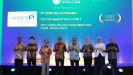 PT SEMESTA Centramas saat menerima penghargaan TOP CSR Award dan Top Leader On CSR Commitment 2024.| foto : istimewa