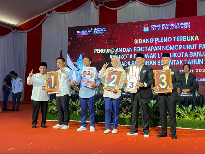 
 Sama-sama Tak Menargetkan, Ketiga Paslon Wali Kota dan Wakil Kota Banjarmasin Senang Nomor Urut Didapat