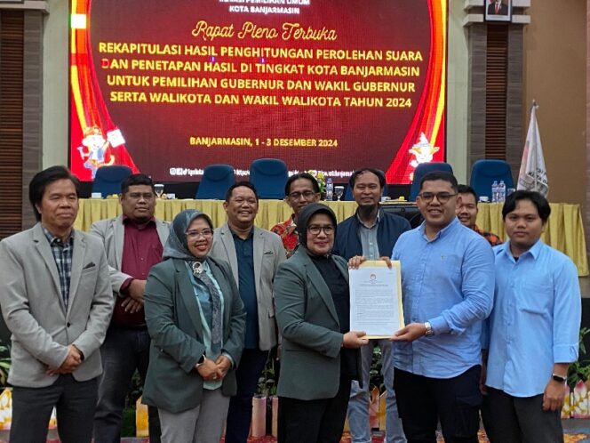 
 KPU Banjarmasin Tetapkan Hasil Perolehan Suara, Paslon Yamin – Ananda Berasa di Posisi Unggul